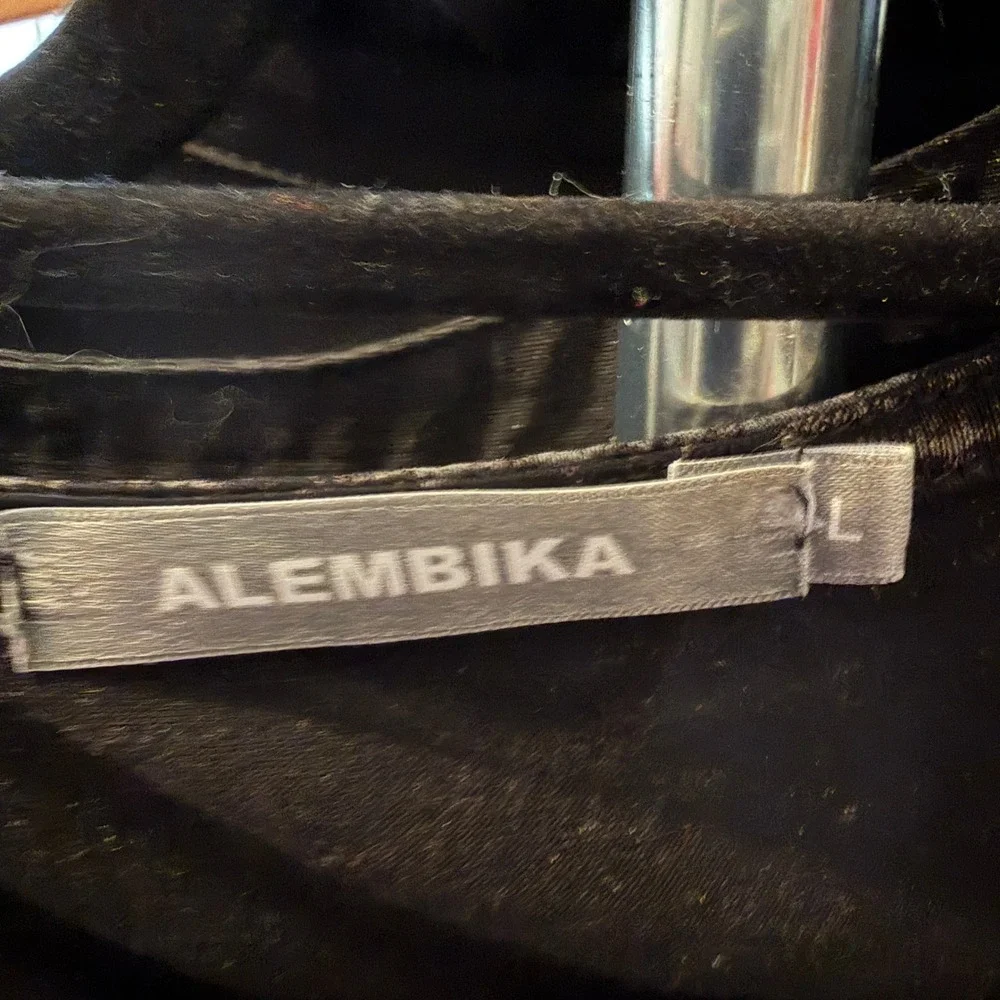 Alembika Black Grey Long Sleeve‎ Tunic Top Size Large Oversized Lagenlook
